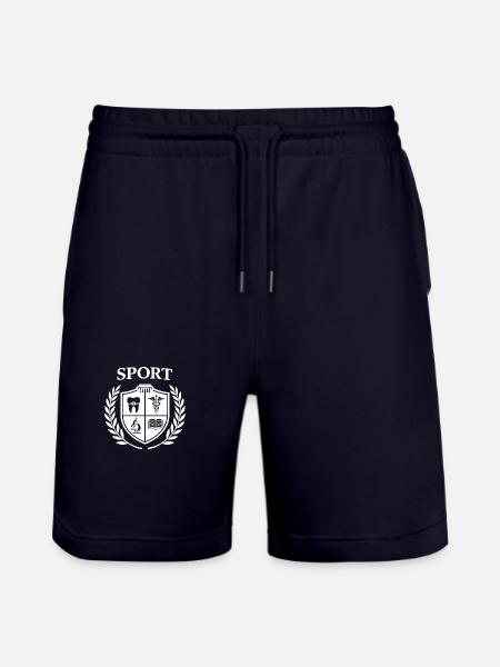 logo_sport_white_on_transparent - Stanley/Stella Trainer Unisex Organic Jogging Shorts - dark navy