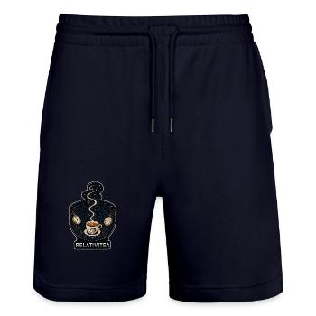 RELATIVITEA – Kosmischer Tee und Zeit - Stanley/Stella Unisex Bio Joggingshorts Trainer  - Dark navy - Vorne - Nik (191cm) & Marisol (170cm)