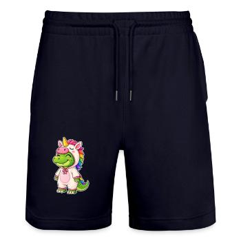 Mignon crocodile en costume de licorne - Short de jogging bio TRAINER Stanley/Stella unisexe - marine foncé - Devant - Nik (191cm) & Marisol (170cm)