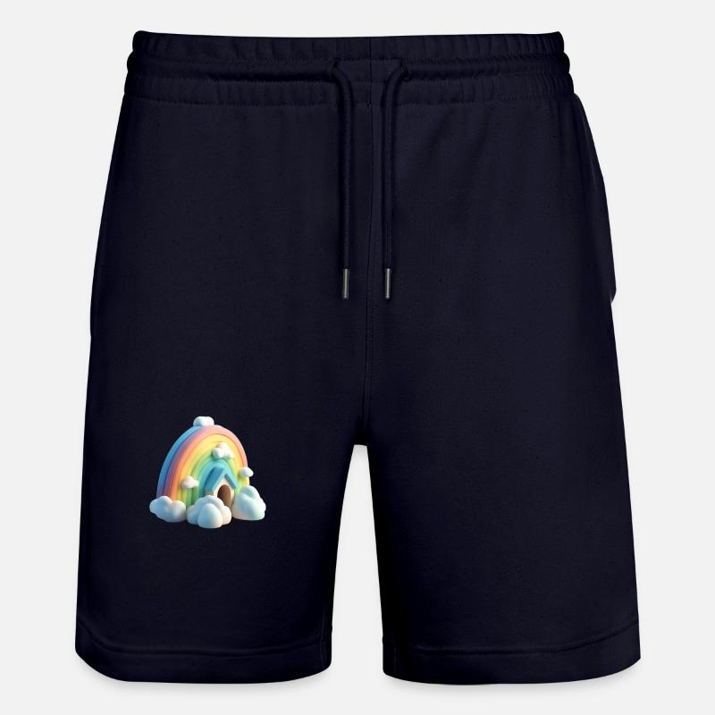 Arc-en-ciel avec maison - Short de jogging bio TRAINER Stanley/Stella unisexe - marine foncé