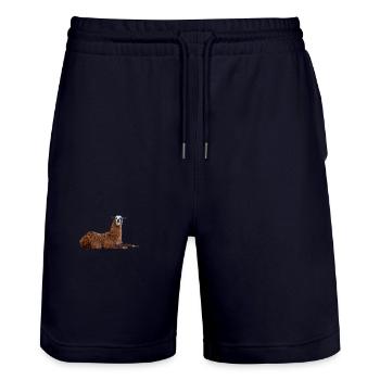 Lama - Stanley/Stella Trainer Unisex Organic Jogging Shorts - dark navy - Front - Nik (191cm) & Marisol (170cm)