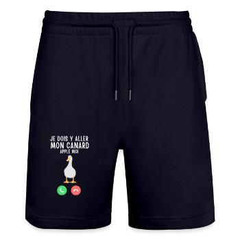 Canard Appel T Shirt Français - Short de jogging bio TRAINER Stanley/Stella unisexe - marine foncé - Devant - Nik (191cm) & Marisol (170cm)