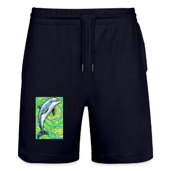 Delfin - Stanley/Stella Unisex Bio Joggingshorts Trainer  - Dark navy - Vorne - Nik (191cm) & Marisol (170cm)