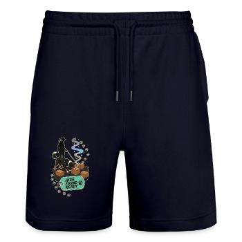 HIDE FOUND READY Hund - Stanley/Stella Unisex Bio Joggingshorts Trainer  - Dark navy - Vorne - Nik (191cm) & Marisol (170cm)