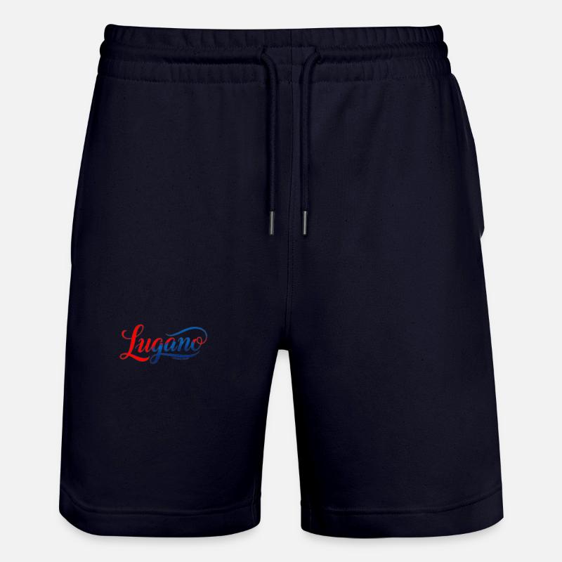 Lettrage de Lugano avec verve - Short de jogging bio TRAINER Stanley/Stella unisexe - marine foncé