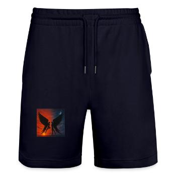 Engelbild /Spirit-Soul Kollektion - Stanley/Stella Unisex Bio Joggingshorts Trainer  - Dark navy - Vorne - Nik (191cm) & Marisol (170cm)