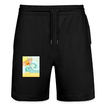 wellen surfen Surfbrett - Stanley/Stella Unisex Bio Joggingshorts Trainer  - Schwarz - Vorne - Nik (191cm) & Marisol (170cm)
