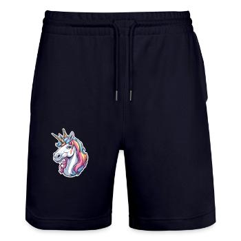 Merveille de licorne colorée - Short de jogging bio TRAINER Stanley/Stella unisexe - marine foncé - Devant - Nik (191cm) & Marisol (170cm)