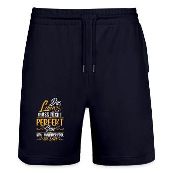 Das leben muss nicht perfekt sein um wundervoll - Stanley/Stella Unisex Bio Joggingshorts Trainer  - Dark navy - Vorne - Nik (191cm) & Marisol (170cm)