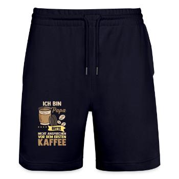 Kaffee Vater Vatertag Papa - Stanley/Stella Unisex Bio Joggingshorts Trainer  - Dark navy - Vorne - Nik (191cm) & Marisol (170cm)