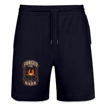 Hufschmied Hufschmiede Forged For The Barn - Stanley/Stella Unisex Bio Joggingshorts Trainer  - Dark navy - Vorne - Nik (191cm) & Marisol (170cm)