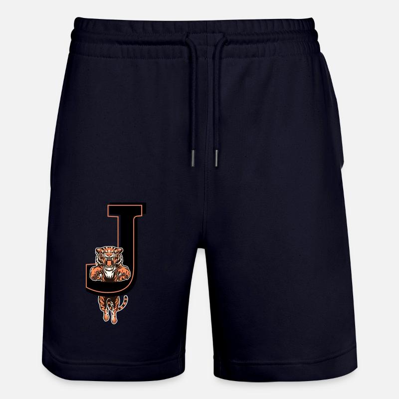 Tiger j Letter - Gift Idea - Stanley/Stella Trainer Unisex Organic Jogging Shorts - dark navy