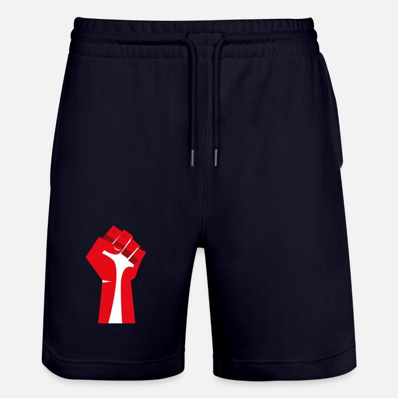 Die erhobene Faust (rot, weiß) - Stanley/Stella Unisex Bio Joggingshorts Trainer  - Dark navy