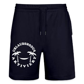 Palmen Hängematte - Urlaubsmodus aktiviert - Stanley/Stella Unisex Bio Joggingshorts Trainer  - Dark navy - Vorne - Nik (191cm) & Marisol (170cm)