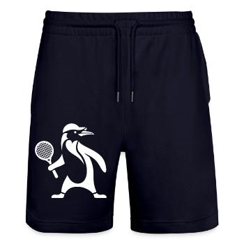 Pinguin Tennis Tennisspieler Silhouette - Stanley/Stella Unisex Bio Joggingshorts Trainer  - Dark navy - Vorne - Nik (191cm) & Marisol (170cm)