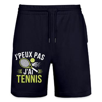J'peux pas, j'ai tennis - Short de jogging bio TRAINER Stanley/Stella unisexe - marine foncé - Devant - Nik (191cm) & Marisol (170cm)