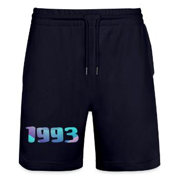Cadeau Anniversaire 1993 Millésime 1993 Rétro 1993 - Short de jogging bio TRAINER Stanley/Stella unisexe - marine foncé - Devant - Nik (191cm) & Marisol (170cm)