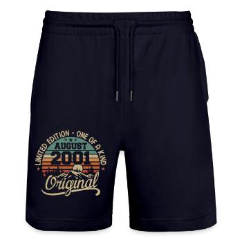 August 2001 Birthday Gift - Born in August 2001 - Stanley/Stella Trainer Unisex Organic Jogging Shorts - dark navy - Front - Nik (191cm) & Marisol (170cm)