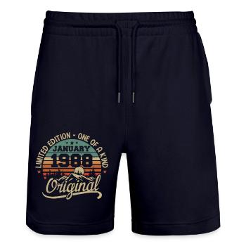 January 1988 I Birthdays born in January 1988 - Stanley/Stella Trainer Unisex Organic Jogging Shorts - dark navy - Front - Nik (191cm) & Marisol (170cm)