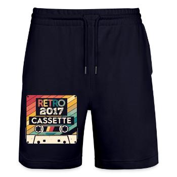 Retro 1975 Vintage 2017 - Cadeau Anniversaire 2017 - Short de jogging bio TRAINER Stanley/Stella unisexe - marine foncé - Devant - Nik (191cm) & Marisol (170cm)
