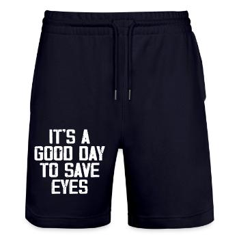 It's A Good Day To Save Eyes - Optometrist Eye - Stanley/Stella Trainer Unisex Organic Jogging Shorts - dark navy - Front - Nik (191cm) & Marisol (170cm)