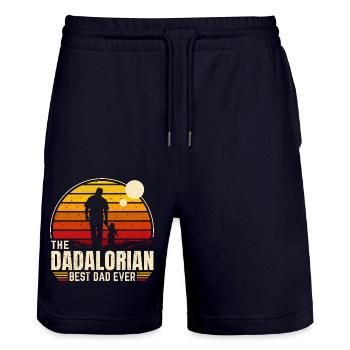 The Dadalorian Mando - Sunset - Meilleur Papa ! - Short de jogging bio TRAINER Stanley/Stella unisexe - marine foncé - Devant - Nik (191cm) & Marisol (170cm)
