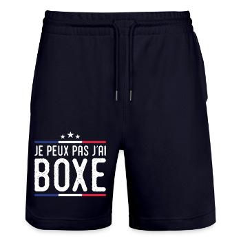 Boxe - je peux pas j'ai boxe boxeur boxing france - Short de jogging bio TRAINER Stanley/Stella unisexe - marine foncé - Devant - Nik (191cm) & Marisol (170cm)