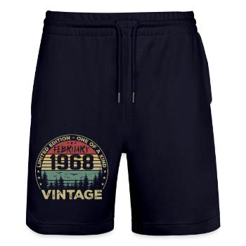 Cadeau Vintage Février 1968 Rétro Février 1968 - Short de jogging bio TRAINER Stanley/Stella unisexe - marine foncé - Devant - Nik (191cm) & Marisol (170cm)