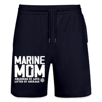 Funny Mom Marines Lover Design For Mother's Day - Stanley/Stella Trainer Unisex Organic Jogging Shorts - dark navy - Front - Nik (191cm) & Marisol (170cm)