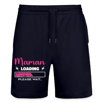 Maman loading Please Wait... - Short de jogging bio TRAINER Stanley/Stella unisexe - marine foncé - Devant - Nik (191cm) & Marisol (170cm)