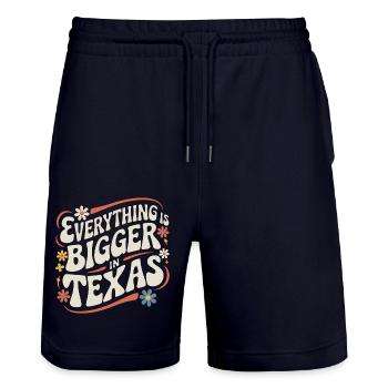Texas State Texans Texas - Stanley/Stella Trainer Unisex Organic Jogging Shorts - dark navy - Front - Nik (191cm) & Marisol (170cm)