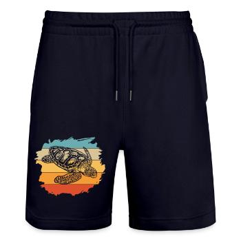 Schildkröte - Stanley/Stella Unisex Bio Joggingshorts Trainer  - Dark navy - Vorne - Nik (191cm) & Marisol (170cm)