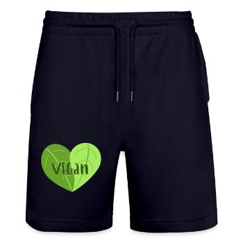 Veganherz - Stanley/Stella Unisex Bio Joggingshorts Trainer  - Dark navy - Vorne - Nik (191cm) & Marisol (170cm)