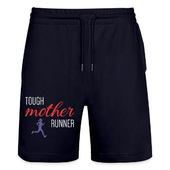 Tough Mother Runner - Stanley/Stella Trainer Unisex Organic Jogging Shorts - dark navy - Front - Nik (191cm) & Marisol (170cm)