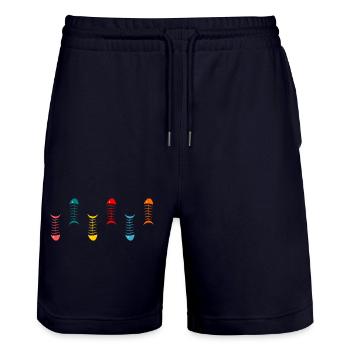 SARDINE. FISH. APRIL FOOL. EASTER. SEA - Stanley/Stella Trainer Unisex Organic Jogging Shorts - dark navy - Front - Nik (191cm) & Marisol (170cm)