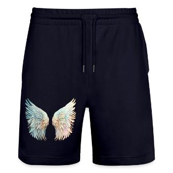 Mirrored pastel angel wings - Stanley/Stella Trainer Unisex Organic Jogging Shorts - dark navy - Front - Nik (191cm) & Marisol (170cm)