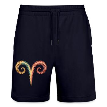 Widder Sternzeichen Symbol Aries Horoskop Widder - Stanley/Stella Unisex Bio Joggingshorts Trainer  - Dark navy - Vorne - Nik (191cm) & Marisol (170cm)