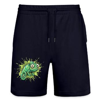 Chameleon Graffiti Spritzer - Stanley/Stella Unisex Bio Joggingshorts Trainer  - Dark navy - Vorne - Nik (191cm) & Marisol (170cm)