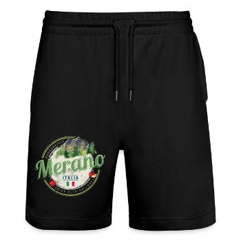 Meran Trentino Bozen Südtirol Italien Souvenir - Stanley/Stella Unisex Bio Joggingshorts Trainer  - Schwarz - Vorne - Nik (191cm) & Marisol (170cm)