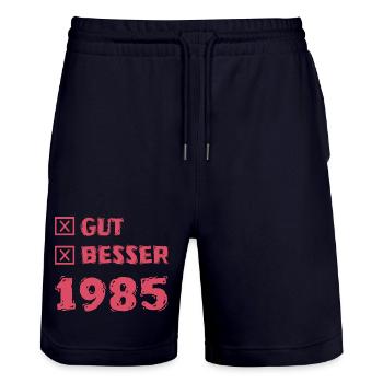 Besser 1985 - Stanley/Stella Unisex Bio Joggingshorts Trainer  - Dark navy - Vorne - Nik (191cm) & Marisol (170cm)