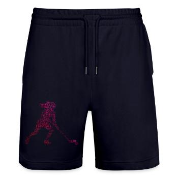 Hallenhockey Geschenkidee für eine Floorball-Fanin - Stanley/Stella Unisex Bio Joggingshorts Trainer  - Dark navy - Vorne - Nik (191cm) & Marisol (170cm)