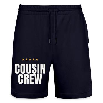 Cousin Crew Cousins Family Matching Reunion - Stanley/Stella Trainer Unisex Organic Jogging Shorts - dark navy - Front - Nik (191cm) & Marisol (170cm)