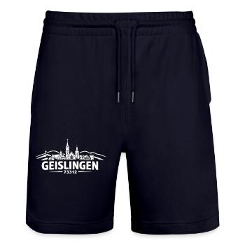 Geislingen Skyline 73312 - Stanley/Stella Unisex Bio Joggingshorts Trainer  - Dark navy - Vorne - Nik (191cm) & Marisol (170cm)