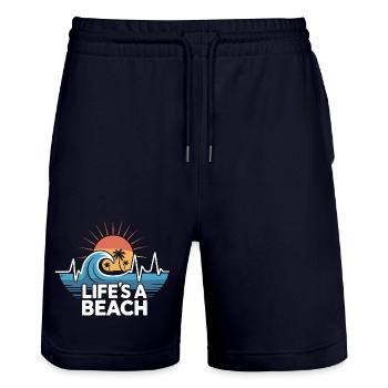 Life's A Beach Sonnenuntergang Wellen - Stanley/Stella Unisex Bio Joggingshorts Trainer  - Dark navy - Vorne - Nik (191cm) & Marisol (170cm)