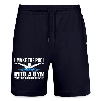 I Make The Pool Into A Gym - Funny - Short de jogging bio TRAINER Stanley/Stella unisexe - marine foncé - Devant - Nik (191cm) & Marisol (170cm)
