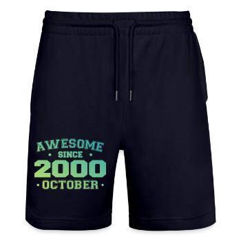 October 2000 - October 2000 Birthday Gift - Stanley/Stella Trainer Unisex Organic Jogging Shorts - dark navy - Front - Nik (191cm) & Marisol (170cm)