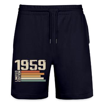 1959 Vintage - Retro 1959 Birthday Gift 1959 - Stanley/Stella Trainer Unisex Organic Jogging Shorts - dark navy - Front - Nik (191cm) & Marisol (170cm)