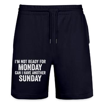 I'm Not Ready For Monday Can I Have Another Sunday - Short de jogging bio TRAINER Stanley/Stella unisexe - marine foncé - Devant - Nik (191cm) & Marisol (170cm)