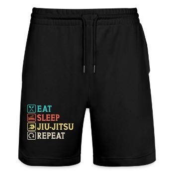 Eat Sleep Jiu-Jitsu Repeat Jiu jitsu - Short de jogging bio TRAINER Stanley/Stella unisexe - noir - Devant - Nik (191cm) & Marisol (170cm)