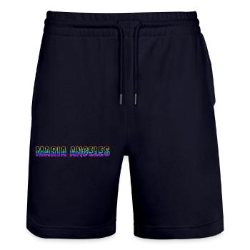 Maria Angeles RS Rainbow - Stanley/Stella Trainer Unisex Organic Jogging Shorts - dark navy - Front - Nik (191cm) & Marisol (170cm)